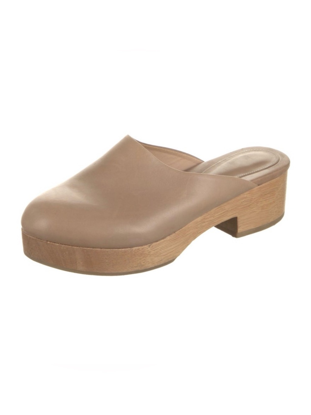 The Frankie Shop x Porte & Paire Taupe Leather Clog Mule